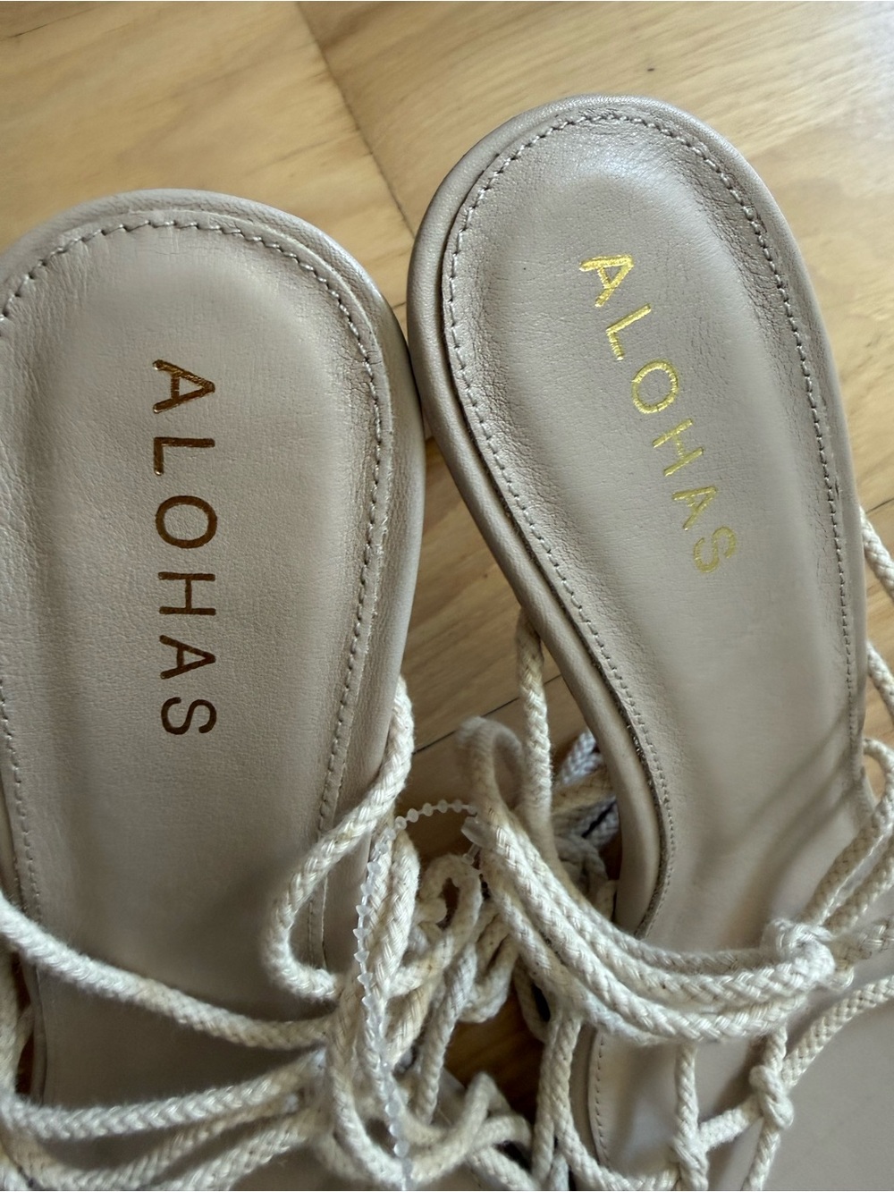 New Alohas Beige Lace-up Rope Sandals Size EU 38/US 7-7.5 - Picture 6 of 12